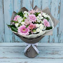 Букет цветов из:  Герберы, Альстромерии и Хризантемы в Назарьево