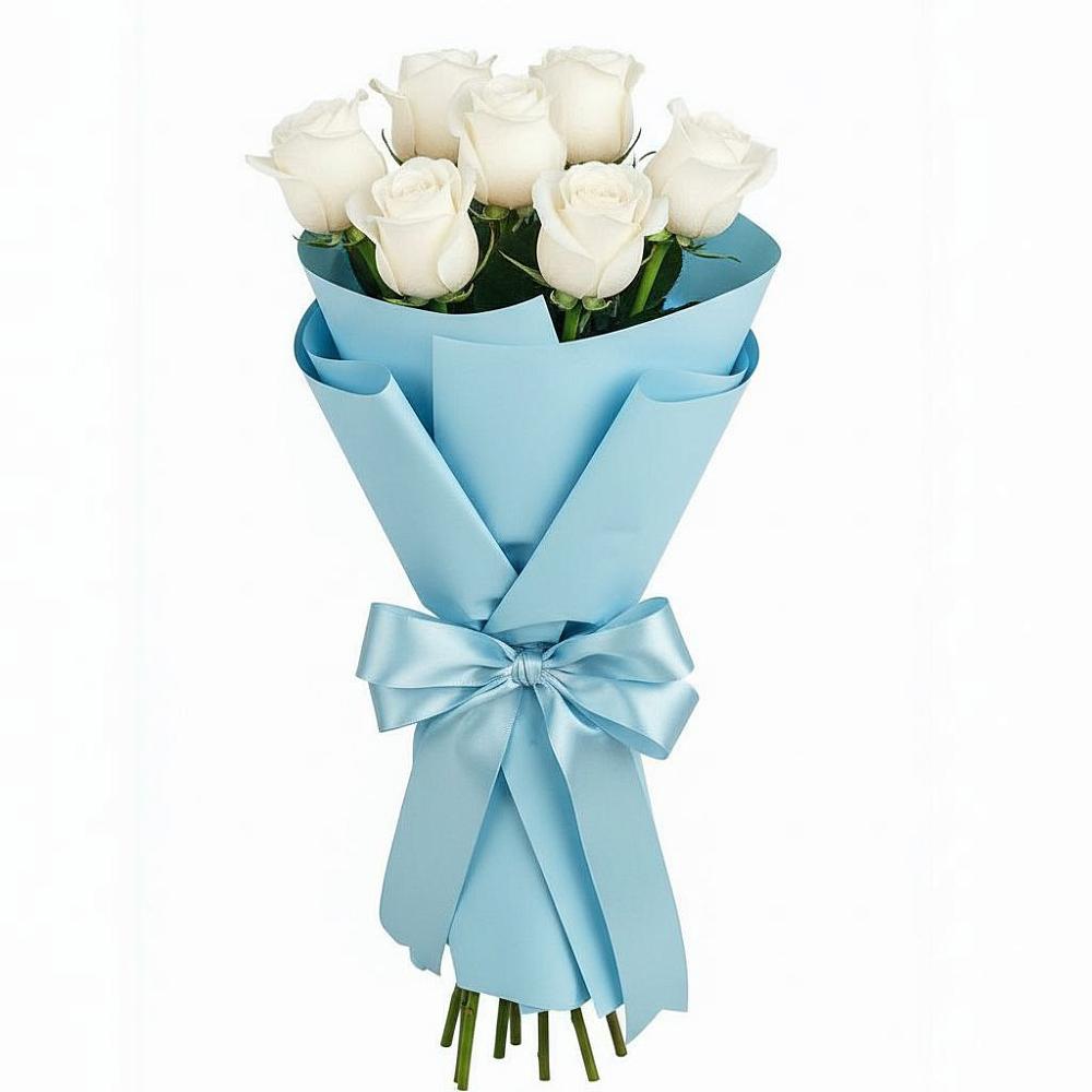 Букет 7 белых роз Проуд в Назарьево