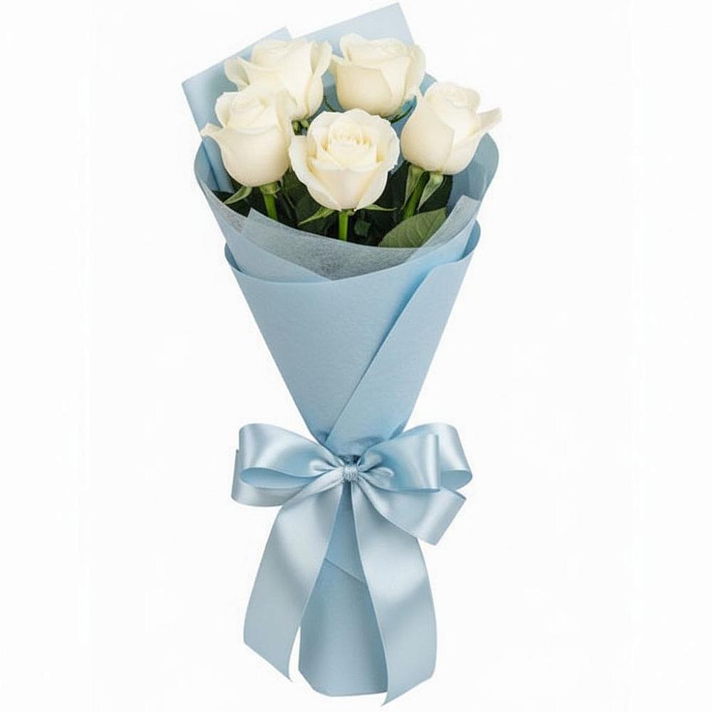 Букет 5 Белых роз Проуд в Назарьево