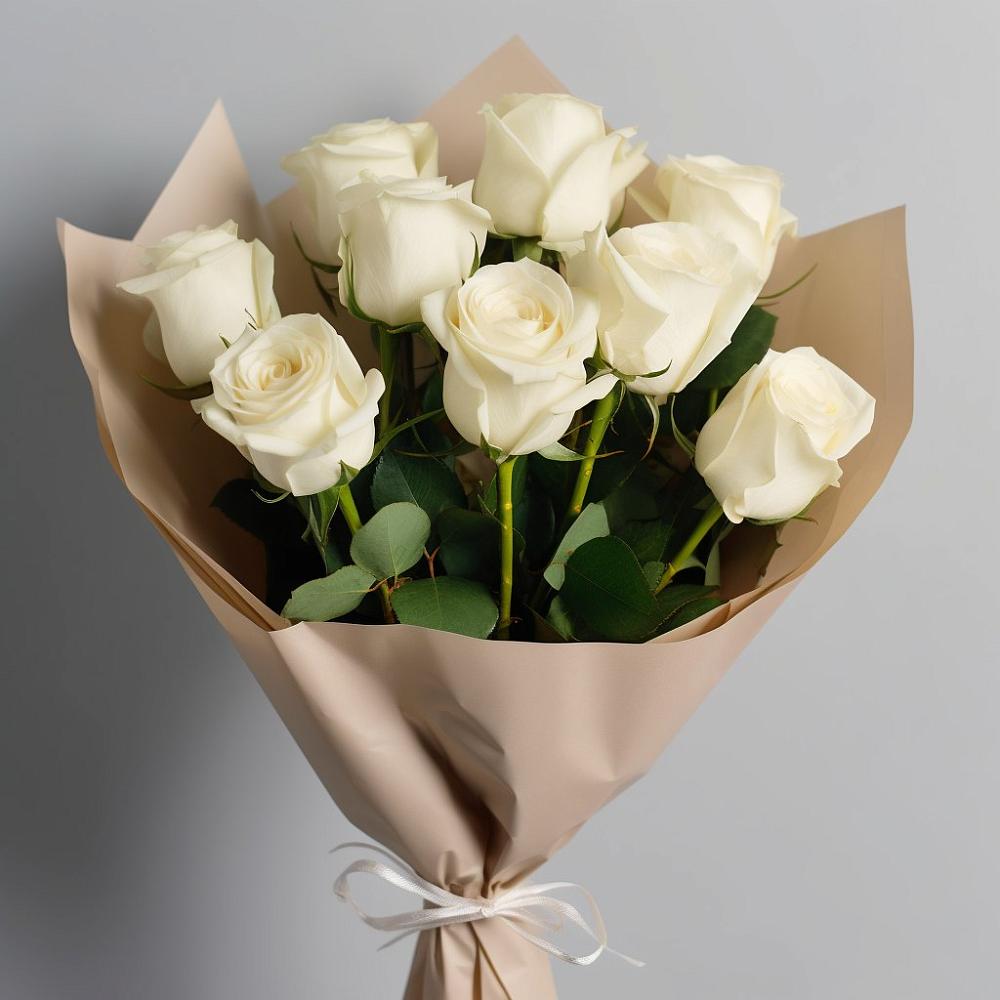 Букет 9 Белых роз Эдлесс Лав в Назарьево