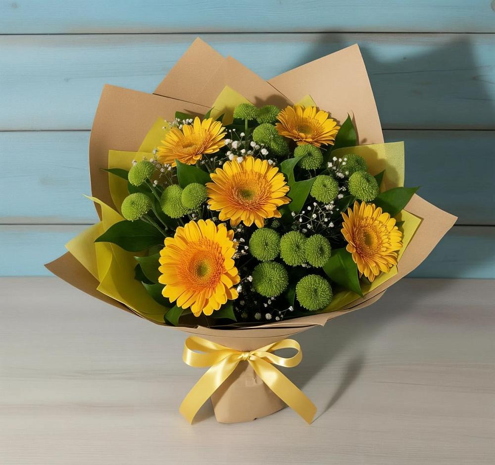 Букет цветов из: Герберы и Хризантемы в Назарьево