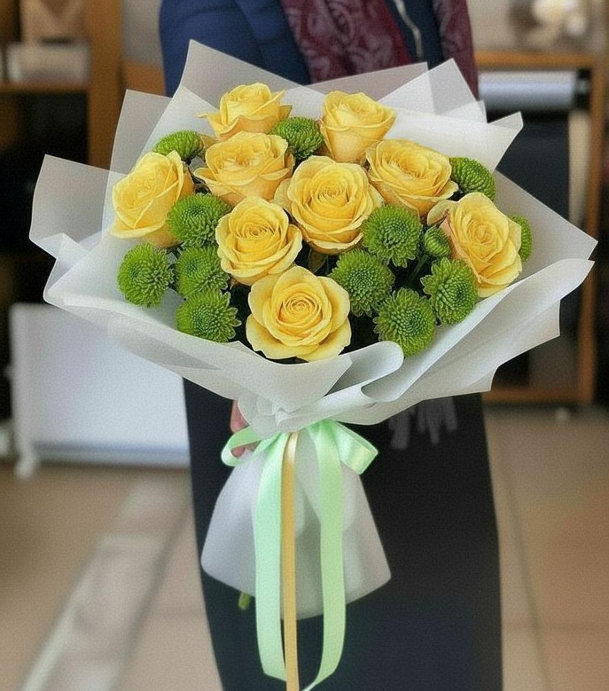 Букет цветов из: Хризантемы и Розы в Назарьево