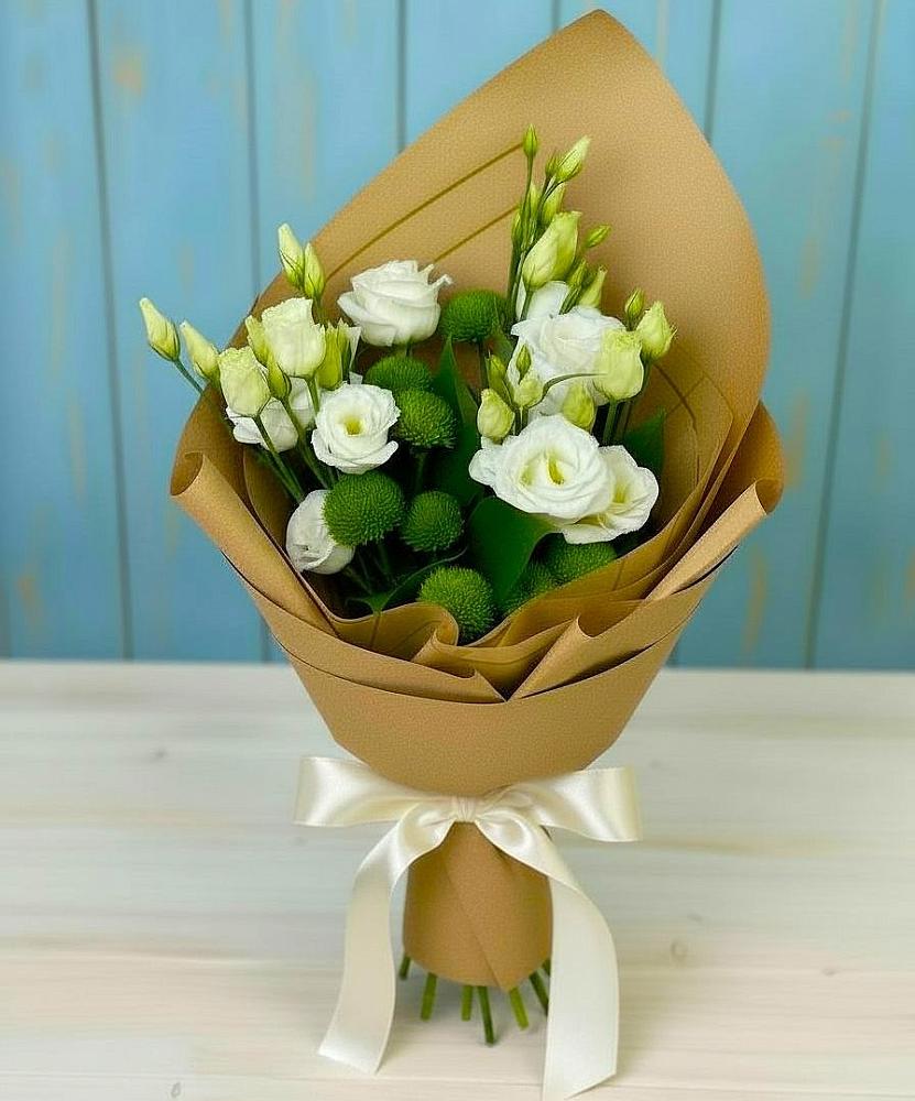 Букет цветов из: Хризантемы и Лизиантусы в Назарьево