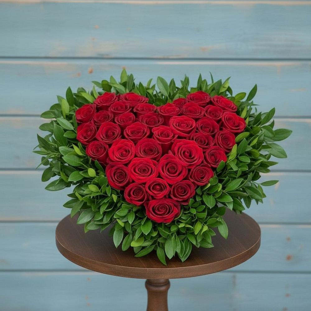 Цветочная композиция из Розы в виде сердца в Назарьево