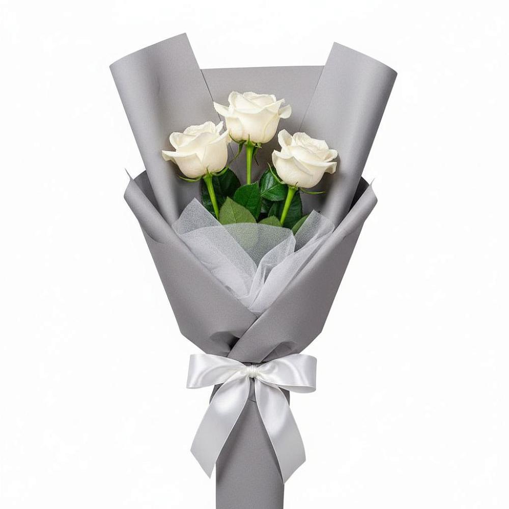 Букет 3 белые розы в Назарьево