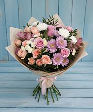 Букет цветов из:  Хризантемы, Розы и Альстромерии #REPLACE_PRED# Назарьево